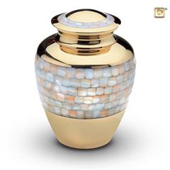 Messing urn met parelmoer